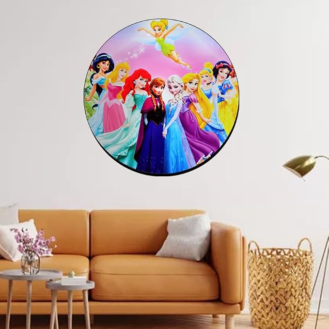 تابلوه حائط خشب مودرن بتصميم "بنات كرتون" - ذاتي اللصق (50×50 سم)