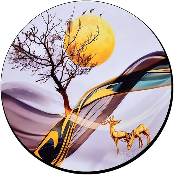 تابلوه حائط خشب مودرن بتصميم "غزال في الطبيعة" - ذاتي اللصق (50×50 سم)