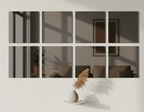 طقم مرايا حائط أكريليك ديكور مودرن مرنة (4 قطع) - أسود فوميه (30×20 سم)