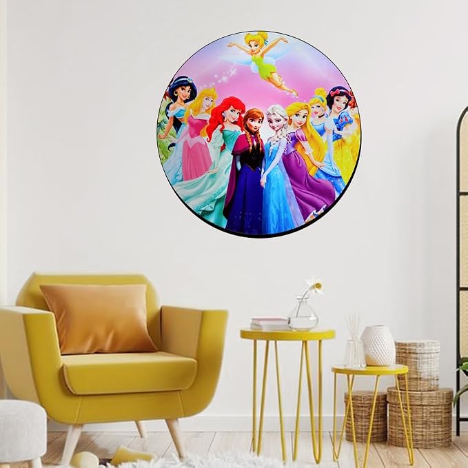 تابلوه حائط خشب مودرن بتصميم "بنات كرتون" - ذاتي اللصق (50×50 سم)