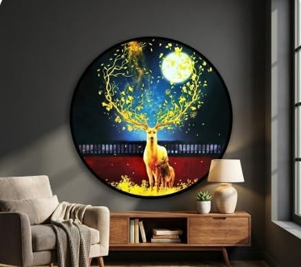 تابلوه حائط خشب مودرن بتصميم "غزال في الطبيعة" - ذاتي اللصق (50×50 سم)